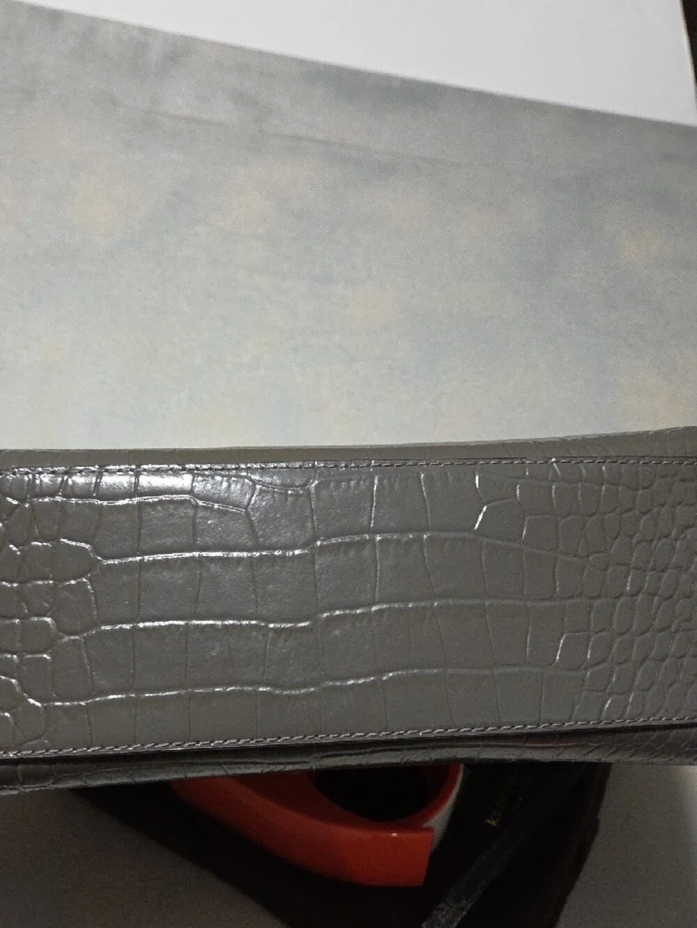 kate spade gray croc-embossed dome satchel with top handles NWOTS